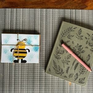 Greeting Cards Blank Cards Yellow Bumble Bee Stationery Handmade Blank Notes Set